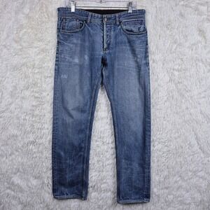 Etro Milano Mens Straight Leg Jeans Blue Denim Button Fly Made in Italy Size 34